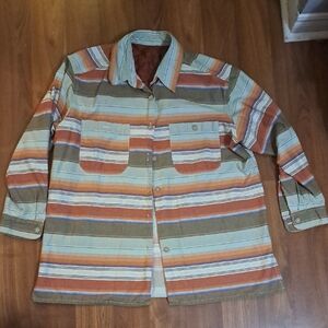 Striped Multicolor Shirt, Boho Beach Style Mens Shirt